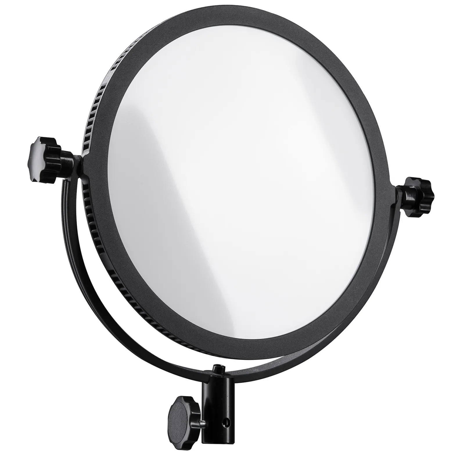 Walimex pro Soft LED 300 Round Daylight Flächenleuchte, leistungsstarke Videoleuchte 30 W, runde Studioleuchte mit U-Halterung, LED Leuchte mit Farbtemperatur 5600 K