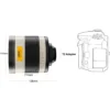 Walimex pro Spiegel Objektiv 800/8,0 DSLR kompatibel mit Nikon F – Länge 131mm – für 800mm Brennweite – Vollformat/APS-C Sensor – für Reise Natur Tiere – K-Mount T2-Adapter – 3,5m Naheinstellgrenze