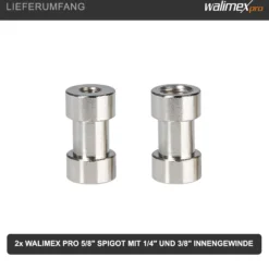 Walimex pro 5/8" Spigot mit 1/4" & 3/8" Gewinde 2er Set Universaladapter für Stative und Studiozubehör