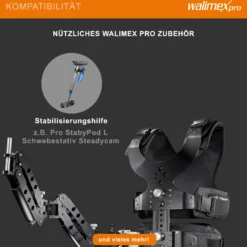 Walimex pro StabyBalance II Set, Weste und 2 Federarme für Schwebestativ bis 5,5 kg, Stativ Zubehör für professionelle Videografie, Videofilm