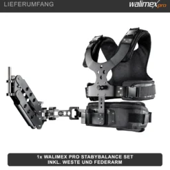 Walimex pro StabyBalance Set, Weste und Federarm für Schwebestativ bis 4 kg, Stativ Zubehör für professionelle Videografie, Videofilm