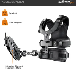 Walimex pro StabyBalance Set, Weste und Federarm für Schwebestativ bis 4 kg, Stativ Zubehör für professionelle Videografie, Videofilm