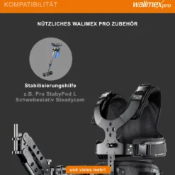 Walimex pro StabyBalance Set, Weste und Federarm für Schwebestativ bis 4 kg, Stativ Zubehör für professionelle Videografie, Videofilm