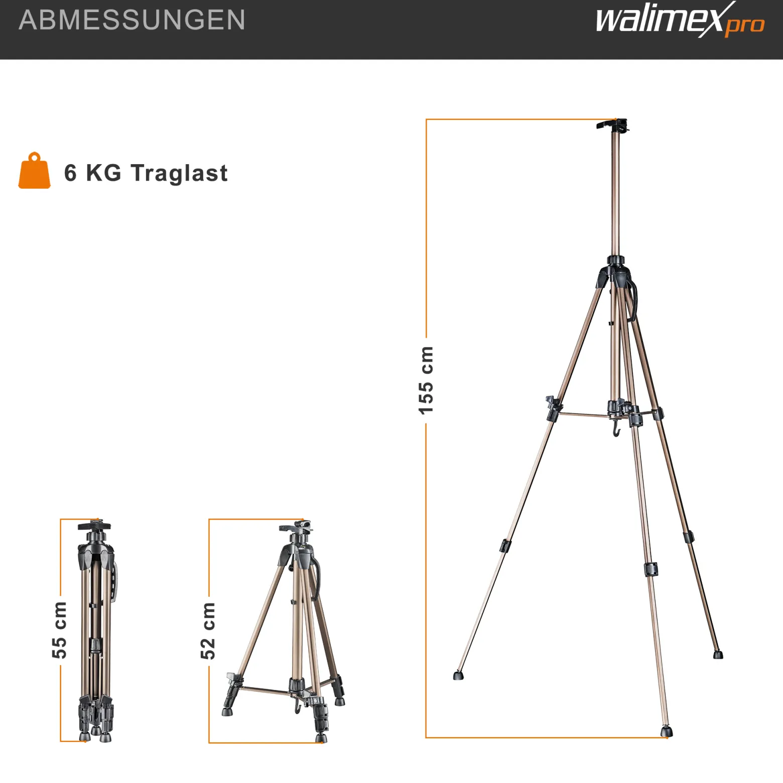 Walimex pro Staffelei M 52-155 cm, Leinwandstaffelei aus Aluminium inkl. Transporttasche, Feldstaffelei für Leinwand bis 74 cm, Leinwandstativ höhenverstellbar