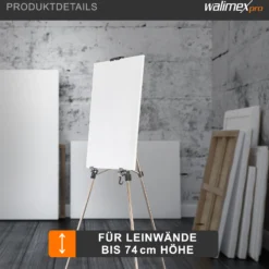Walimex pro Staffelei M 52-155 cm, Leinwandstaffelei aus Aluminium inkl. Transporttasche, Feldstaffelei für Leinwand bis 74 cm, Leinwandstativ höhenverstellbar