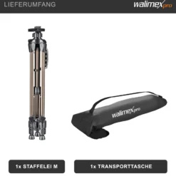 Walimex pro Staffelei M 52-155 cm, Leinwandstaffelei aus Aluminium inkl. Transporttasche, Feldstaffelei für Leinwand bis 74 cm, Leinwandstativ höhenverstellbar