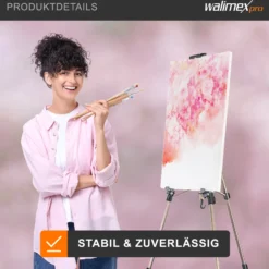 Walimex pro Staffelei XL 60-180 cm, Leinwandstaffelei aus Aluminium inkl. Transporttasche, Feldstaffelei für Leinwand bis 140 cm, Leinwandstativ mit Ablage