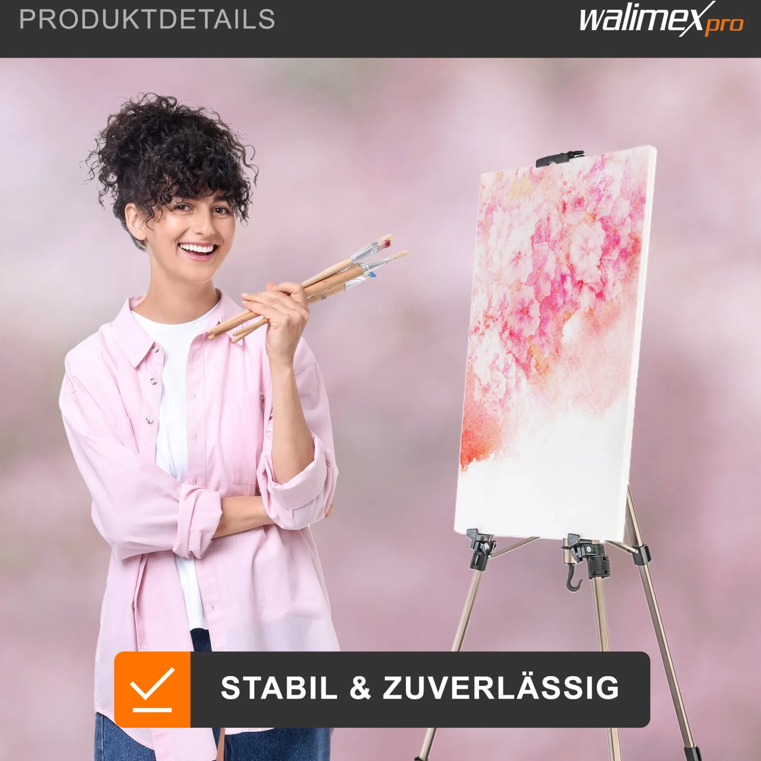 Walimex pro Staffelei XL 60-180 cm, Leinwandstaffelei aus Aluminium inkl. Transporttasche, Feldstaffelei für Leinwand bis 140 cm, Leinwandstativ mit Ablage