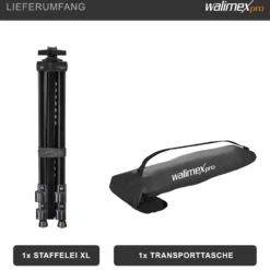 Walimex pro Staffelei XL 60-180 cm, Leinwandstaffelei aus Aluminium inkl. Transporttasche, Feldstaffelei für Leinwand bis 140 cm, Leinwandstativ mit Ablage