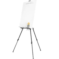 Walimex pro Staffelei XL 60-180 cm, Leinwandstaffelei aus Aluminium inkl. Transporttasche, Feldstaffelei für Leinwand bis 140 cm, Leinwandstativ mit Ablage