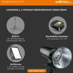 Walimex pro Stager 400 HSS Studioblitz, 400 W Studiolicht mit LED-Einstelllicht, Videolicht mit 2,4 GHz Empfänger, kurze Abbrennzeit, ideal für Fotostudio
