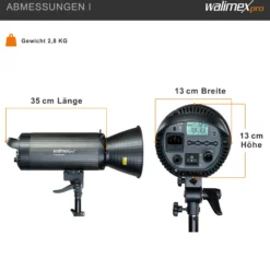 Walimex pro Stager 400 HSS Studioblitz Set, 400 W Studiolicht mit LED-Einstelllicht, Studio-Komplettset mit Softbox und Lampenstativ, ideal für Fotostudio
