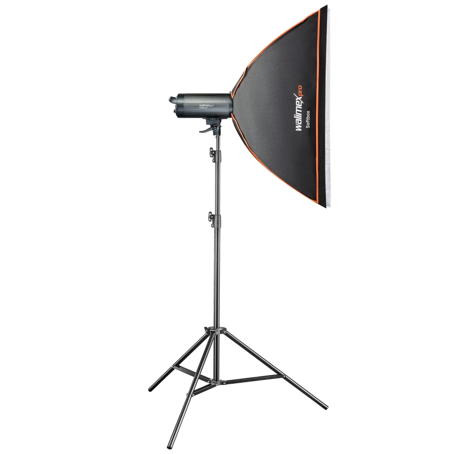 Walimex pro Stager 400 HSS Studioblitz Set, 400 W Studiolicht mit LED-Einstelllicht, Studio-Komplettset mit Softbox und Lampenstativ, ideal für Fotostudio