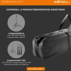 Walimex pro Stativtasche 98 cm für Max. 4 Studiostative bis 96 cm - Tragetasche mit Schultergurt, Praktisch und komfortabel, dicke Polsterung, außen: 98 x 18 x 16 cm, Innen 96 x 17 x 14 cm