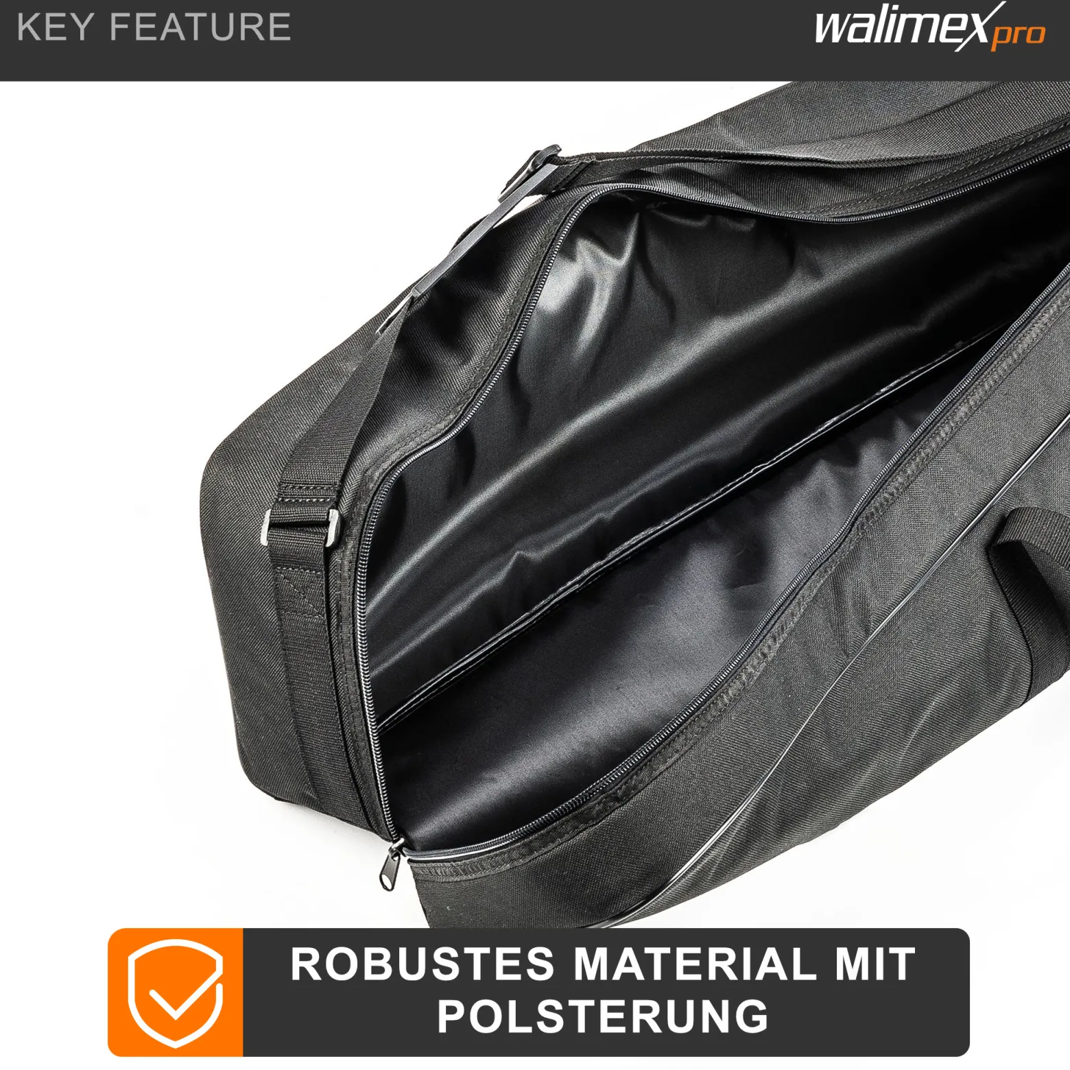 Walimex pro Stativtasche 98 cm für Max. 4 Studiostative bis 96 cm - Tragetasche mit Schultergurt, Praktisch und komfortabel, dicke Polsterung, außen: 98 x 18 x 16 cm, Innen 96 x 17 x 14 cm