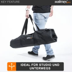 Walimex pro Stativtasche Vario 120 cm – 1200 x 580 x 200 mm – robuste Tasche für bis zu 3 Stative, leicht & faltbar, mit Tragegurt & Zubehörfach