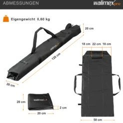 Walimex pro Stativtasche Vario 120 cm – 1200 x 580 x 200 mm – robuste Tasche für bis zu 3 Stative, leicht & faltbar, mit Tragegurt & Zubehörfach