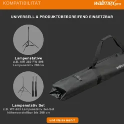 Walimex pro Stativtasche Vario 120 cm – 1200 x 580 x 200 mm – robuste Tasche für bis zu 3 Stative, leicht & faltbar, mit Tragegurt & Zubehörfach
