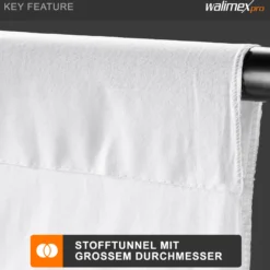 Walimex pro Stoffhintergrund 2,85 x 6 m weiß, Fotohintergrund aus Polyester 120 g/m², Hintergrund aus Stoff mit Tunnel für Hintergrundsystem, Backdrop ideal für Fotostudio