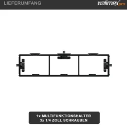 Walimex pro Streaming Frame Multifunktionshalter - 203 x 480 x 25 mm / 3 kg Tragkraft - 2 Blitzschuh Anschlüsse, 6x Gewinde & 3x Schrauben - für Kamera, Mikrofon, LEDs und Blitzgeräten