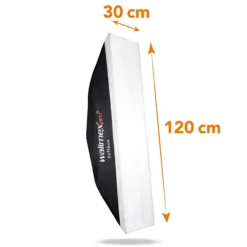 Walimex pro Striplight 300 x 1200 x 400 mm, Lichtformer um 360° drehbar, einfacher Aufbau, inkl. Diffusoren und Tasche, ideal für Produkt- und Peoplefotografie