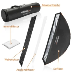 Walimex pro Studio Line Striplight Softbox 40 x 120 cm, Soft Box inkl. Diffusor, Lichtformer 360° drehbar, faltbar, schneller Aufbau, für Studioblitz oder Studioleuchte