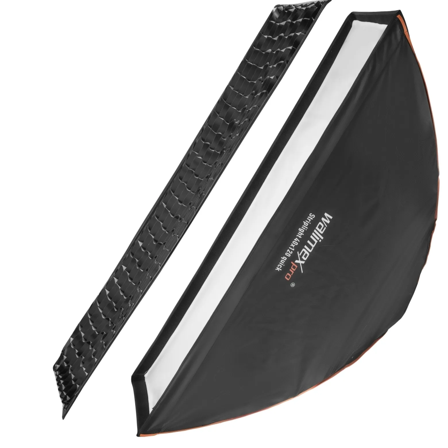 Walimex pro Studio Line Striplight Softbox 40 x 120 cm, Soft Box inkl. Diffusor, Lichtformer 360° drehbar, faltbar, schneller Aufbau, für Studioblitz oder Studioleuchte - inkl. Adapter für Elinchrom