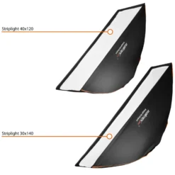 Walimex pro Studio Line Striplight Softbox – Streiflicht, 1400 x 300 x 600 mm - faltbar - mit Quick Assemble System, Grid, Innen- und Außendiffusor, Speedring - für Aufsteckblitz Studioblitz