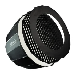 Walimex pro Studio Parabolic Softbox 90cm, um 360° drehbar, einfacher Aufbau dank Schirmfunktion, inkl. Grid, Maske, Bowens Adapter und Transporttasche, ideal für Porträts und Beauty-Aufnahmen