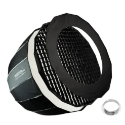 Walimex pro Studio Parabolic Softbox 90cm + Elinchrom Adapter 15,2cm, 360°, Schirmfunktion, inkl. Grid, Maske, Bowens Adapter und Transporttasche, ideal für Porträts und Beauty-Aufnahmen