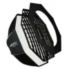 Walimex pro Studio Softbox Octagon 90cm, um 360° drehbar, einfacher Aufbau, inkl. Grid, Maske, Bowens Adapter und Transporttasche, ideal für Porträts und Beauty-Aufnahmen