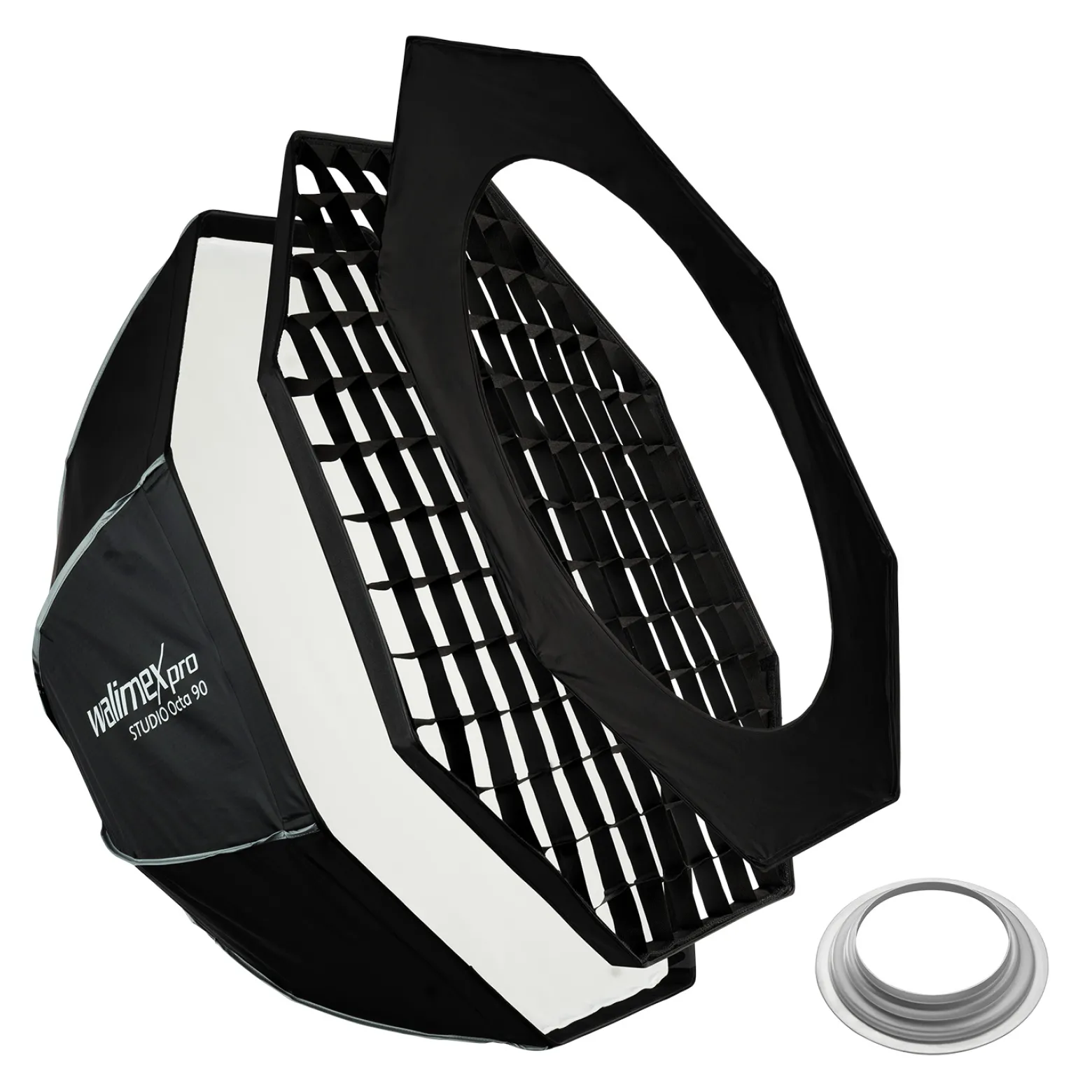 Walimex pro Studio Softbox Octagon 90cm + Softboxadapter für Hensel Expert, um 360° drehbar, inkl. Grid, Maske, Bowens Adapter und Transporttasche, ideal für Porträts und Beauty-Aufnahmen