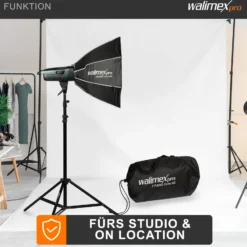 Walimex pro Studio Softbox Octagon 60cm, um 360° drehbar, einfacher Aufbau, inkl. Grid, Maske, Bowens Adapter und Transporttasche, ideal für Porträts und Beauty-Aufnahmen