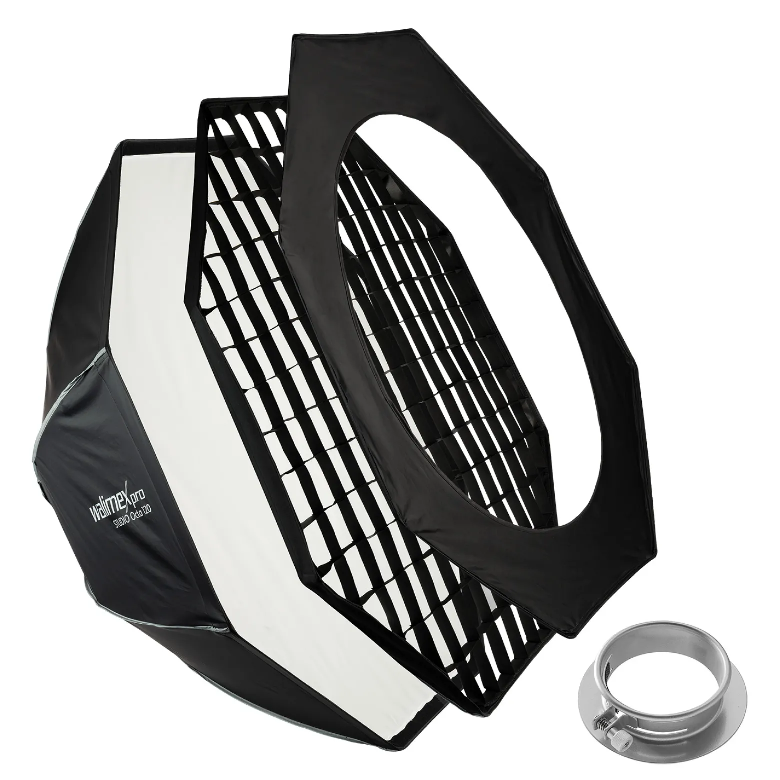 Walimex pro Studio Softbox Octagon 120cm + Softboxadapter für Profoto (Außendurchmesser: 15,2 cm), um 360° drehbar, einfacher Aufbau, inkl. Grid, Maske, Bowens Adapter und Transporttasche