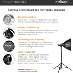 Walimex pro Studio Softbox Octagon 60cm + Softboxadapter für Elinchrom (Außendurchmesser: 15,2 cm), um 360° drehbar, einfacher Aufbau, inkl. Grid, Maske, Bowens Adapter und Transporttasche