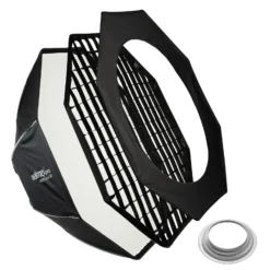 Walimex pro Studio Softbox Octagon 120cm + Softboxadapter für Hensel Expert, um 360° drehbar, inkl. Grid, Maske, Bowens Adapter und Transporttasche, ideal für Porträts und Beauty-Aufnahmen