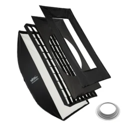 Walimex pro Studio Softbox 80x120cm + Softboxadapter für Hensel Expert, um 360° drehbar, einfacher Aufbau Dank Schirmfunktion, inkl. Grid, Masken, Bowens Adapter und Transporttasche