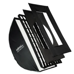 Walimex pro Studio Softbox 60x90cm, um 360° drehbar, einfacher Aufbau dank Schirmfunktion, inkl. Grid, Masken, Bowens Adapter und Transporttasche, ideal für Produkt- und Peoplefotografie
