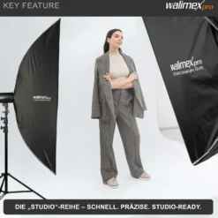 Walimex pro Studio Striplight Softbox 40x180cm, um 360° drehbar, Schirmfunktion, inkl. Grid, Maske, Bowens Adapter, Transporttasche, ideal für Produkt- und Peoplefotografie