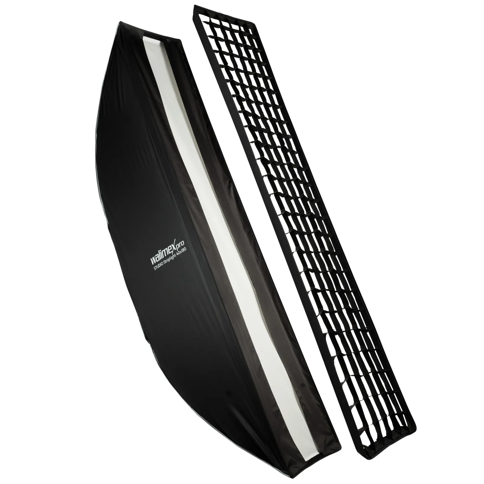 Walimex pro Studio Striplight Softbox 40x180cm, um 360° drehbar, Schirmfunktion, inkl. Grid, Maske, Bowens Adapter, Transporttasche, ideal für Produkt- und Peoplefotografie