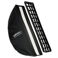 Walimex pro Studio Striplight Softbox 22 x 90 cm, Lichtformer um 360° drehbar, einfacher Aufbau dank Schirmfunktion, inkl. Grid, Maske, Bowens Adapter u. Tasche, ideal für Produkt- u. Peoplefotografie
