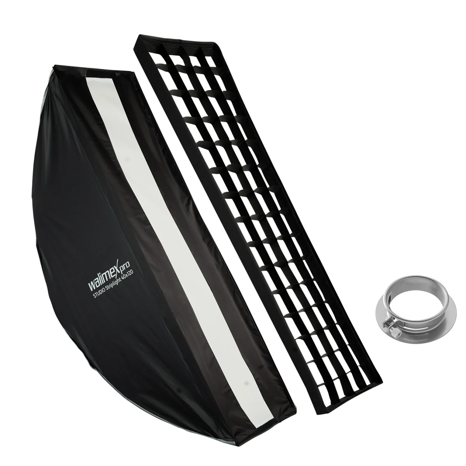 Walimex pro Studio Striplight Softbox 40 x 120 cm + Profoto Adapter 15,2 cm, Soft Box inkl. Diffusor, Lichtformer 360°, faltbar, schneller Aufbau, Bowens-Adapter für Studioblitz oder Studioleuchte