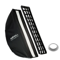 Walimex pro Studio Striplight Softbox 22 x 90 cm + Hensel EH Softboxadapter, Lichtformer 360°, Schirmfunktion, inkl. Grid, Maske, Bowens Adapter, Tasche, ideal für Produkt- u. Peoplefotografie