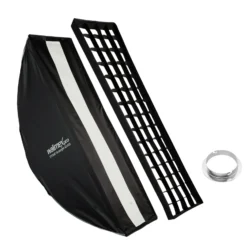 Walimex pro Studio Striplight Softbox 40 x 120 cm + Elinchrom Adapter 15,2 cm, Soft Box inkl. Diffusor, Lichtformer 360°, faltbar, schneller Aufbau, Bowens-Adapter für Studioblitz oder Studioleuchte