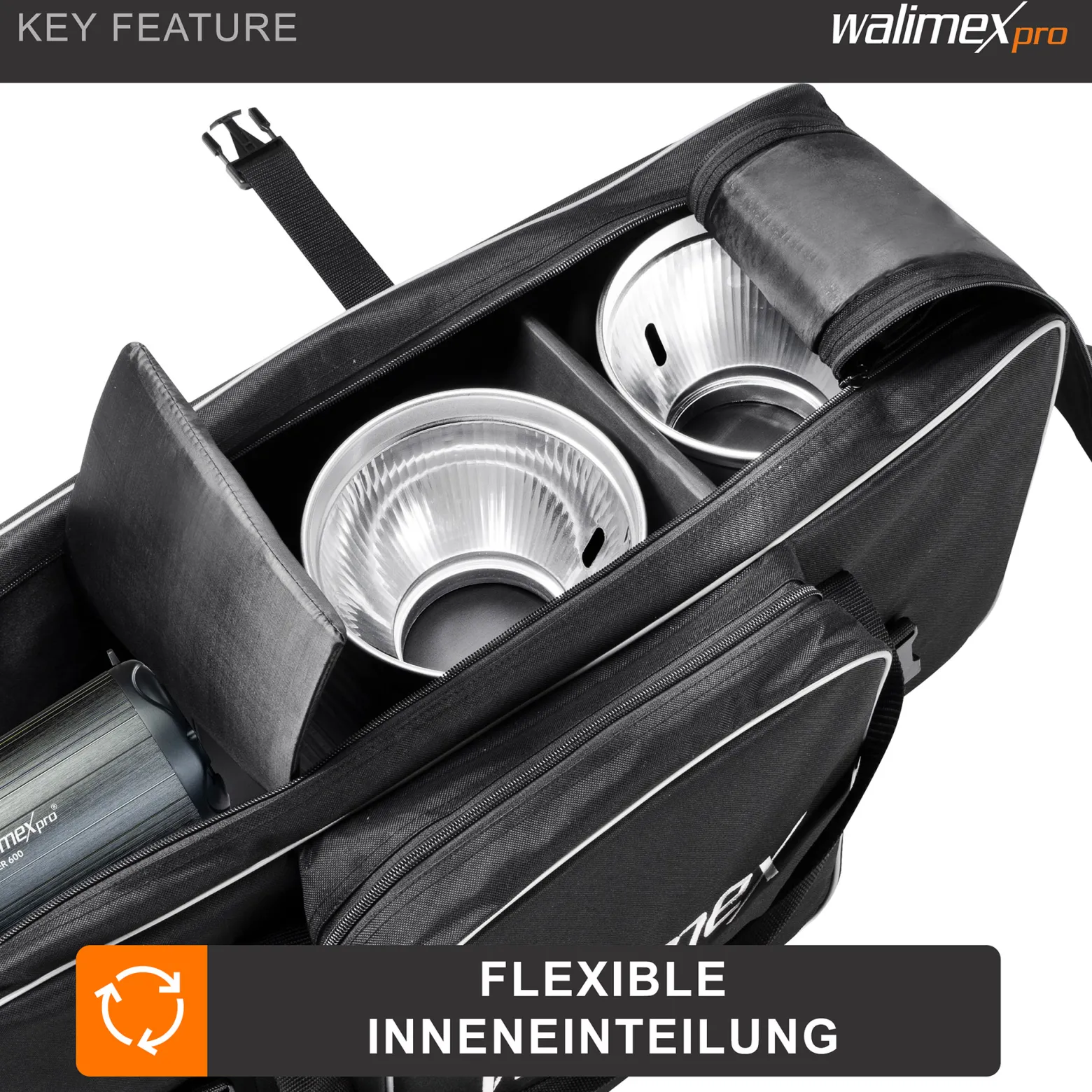 Walimex pro Studiotasche XL – Schwarz – 750 x 300 x 330 mm – Fototasche für Studioblitz, Reflektoren, Stative und anderes Studiozubehör – Foto Equipment Kamerazubehör