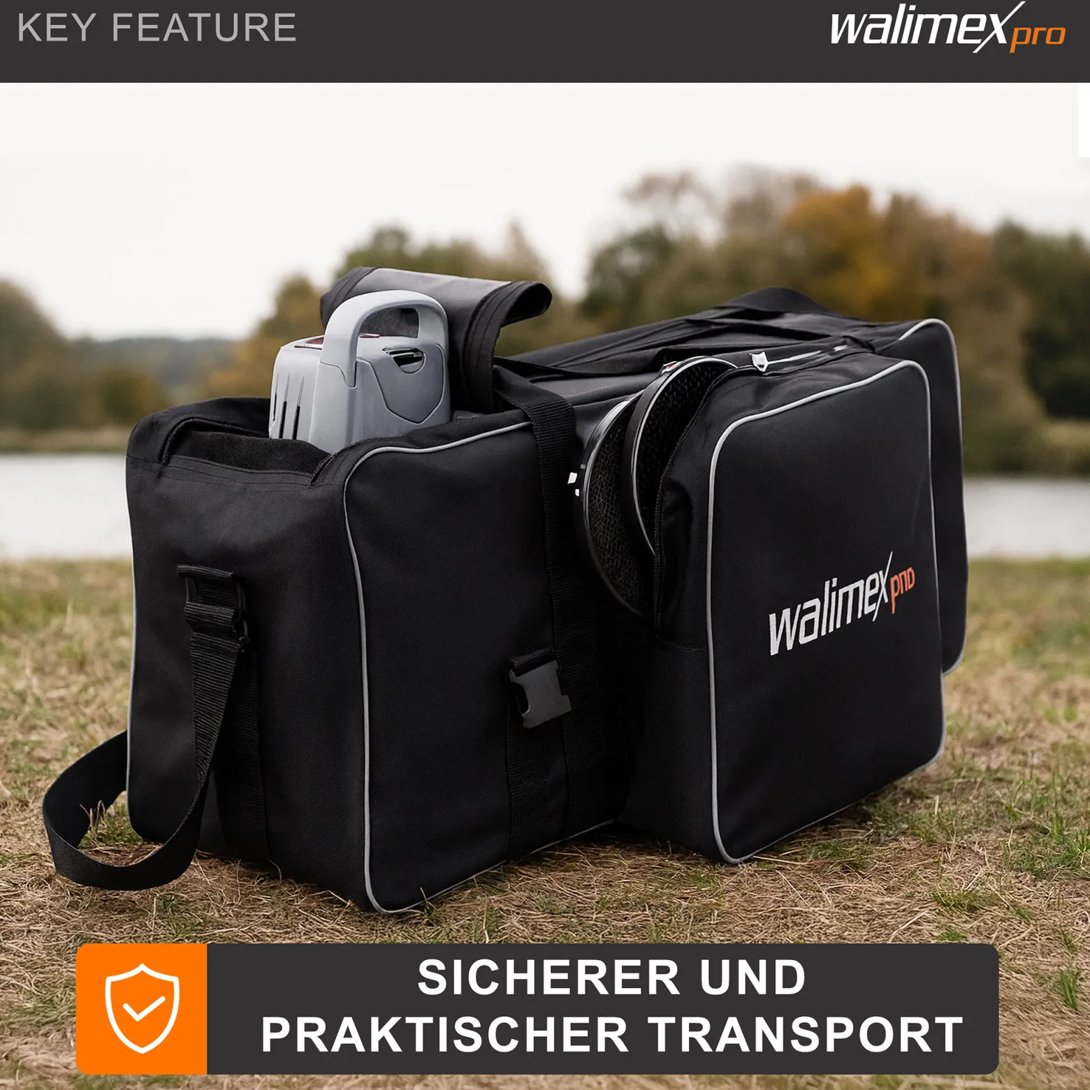 Walimex pro Studiotasche XL – Schwarz – 750 x 300 x 330 mm – Fototasche für Studioblitz, Reflektoren, Stative und anderes Studiozubehör – Foto Equipment Kamerazubehör