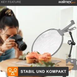 Walimex pro Swivel Arm Magic 28 - 280 x 70 x 39 mm - Tragfähigkeit 2 kg max - 2x 1/4 Zoll Schraube - DSLR-Gelenkarm, Auslegearm für Videostative, DSLR Rigs, Dollys und Aufnahmetische, Schwarz