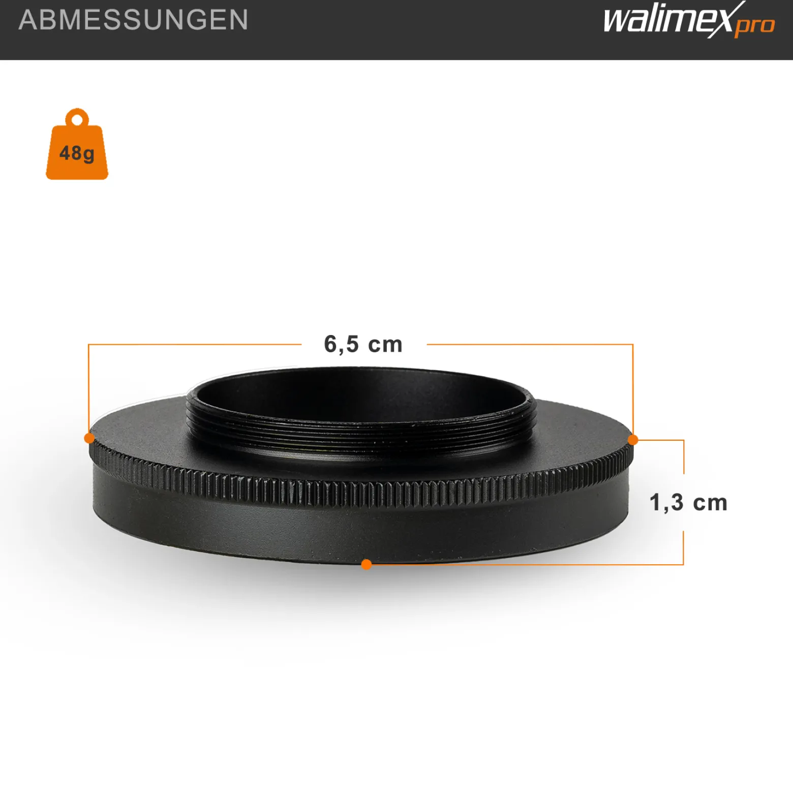 Walimex pro T2 Adapter für M42 Mount - 65 x 65 x 13 mm - Adapterring mit manuellem Fokus, einfache Handhabung, Objektiv-Anschlussring