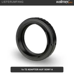 Walimex pro T2 Adapter kompatibel mit Sony A - 60 x 60 x 15 mm - Adapterring manueller Fokus, einfache Handhabung, Objektiv-Anschlussring für A99 II, A68, A77 II, A58, A99