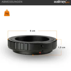 Walimex pro T2 Adapter kompatibel mit Sony A - 60 x 60 x 15 mm - Adapterring manueller Fokus, einfache Handhabung, Objektiv-Anschlussring für A99 II, A68, A77 II, A58, A99